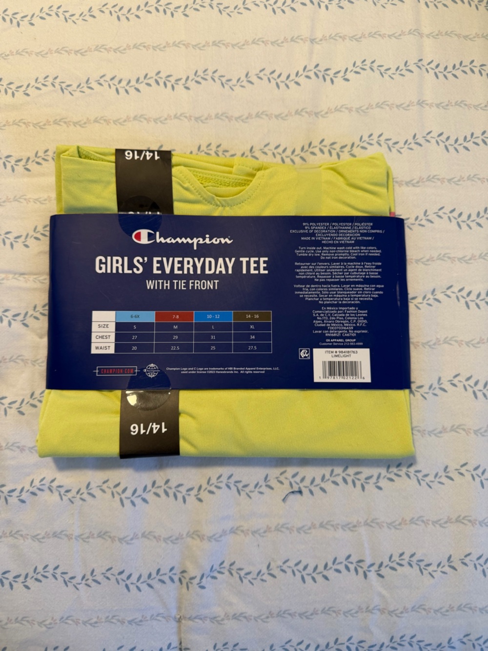 Champion Girls' Everyday Tee in Neon Yellow